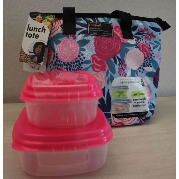 Fit & Fresh FFHT-006 Blue Lorella Posey Floral Print Hanover Lunch Tote Bag - Picture 5 of 11